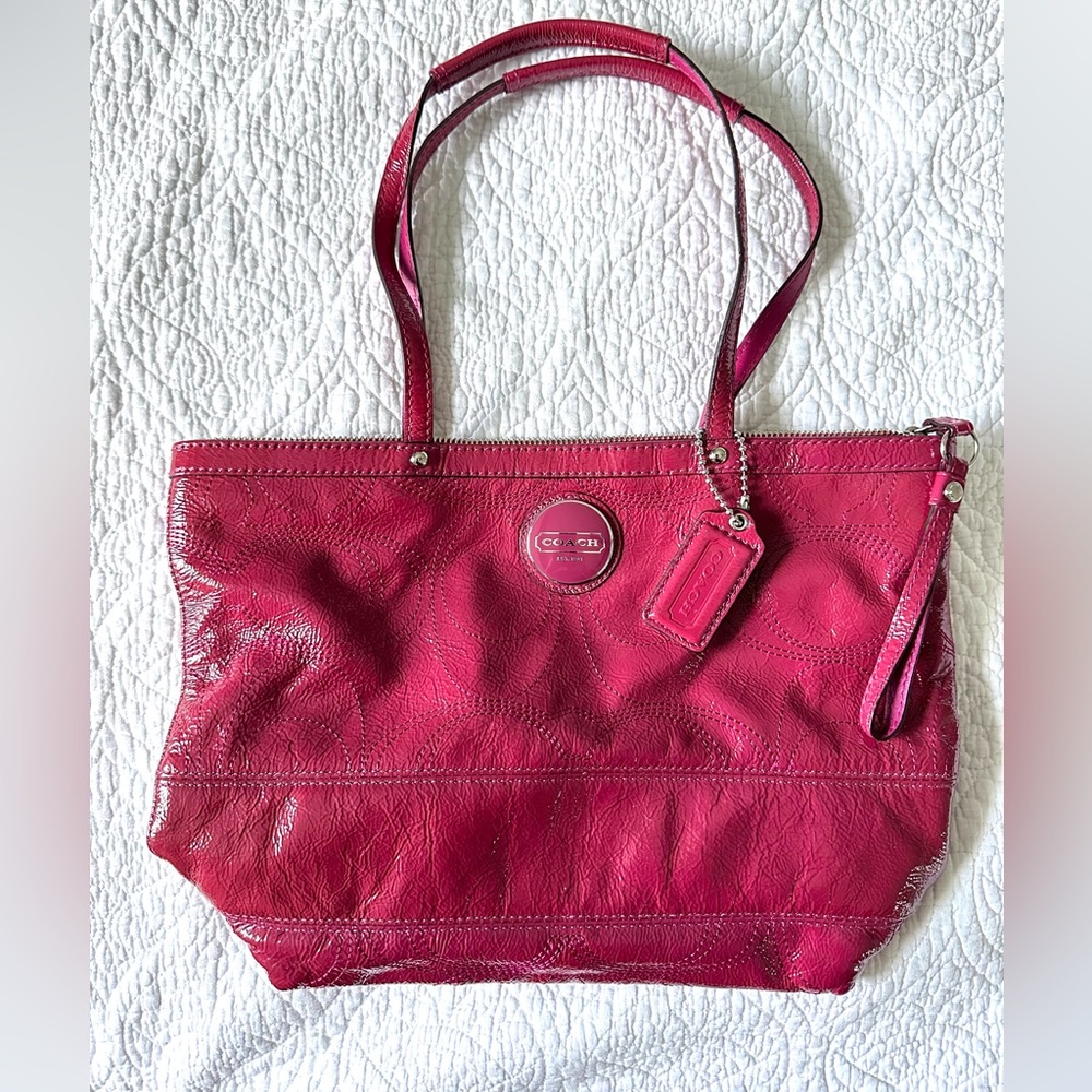 Raspberry Patent Leather Coach Bag